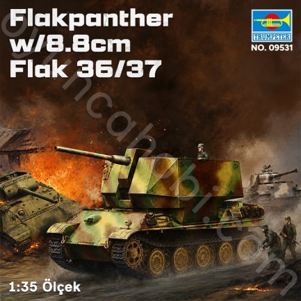 Trumpeter 09531 Flakpanther w/8.8cm Flak 36/37 Maket Model Kit - Thumbnail