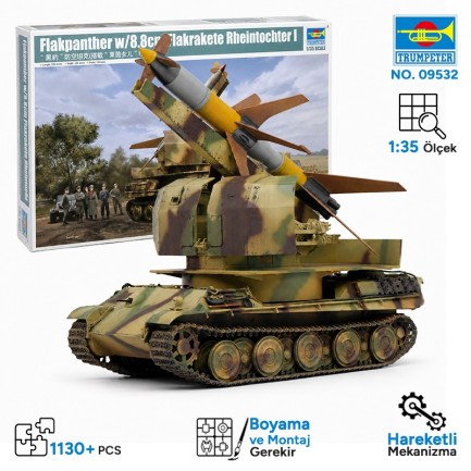 Trumpeter - Trumpeter 09532 Flakpanther w/8.8cm Flakrakete Rheintochter I Maket Model Kit
