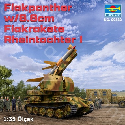 Trumpeter 09532 Flakpanther w/8.8cm Flakrakete Rheintochter I Maket Model Kit - Thumbnail
