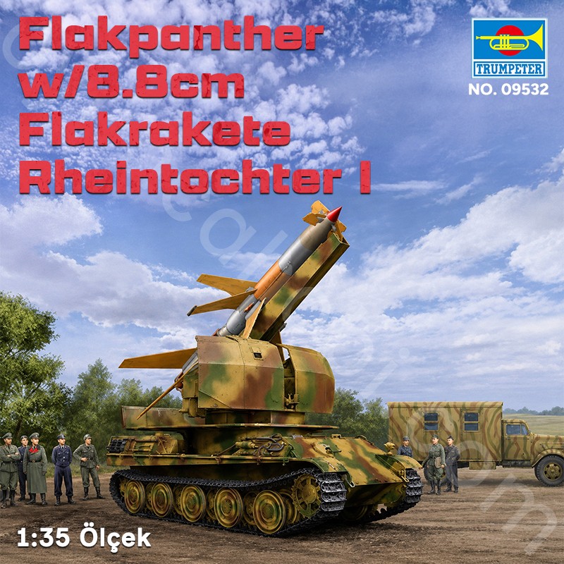 Trumpeter 09532 Flakpanther w/8.8cm Flakrakete Rheintochter I Maket Model Kit