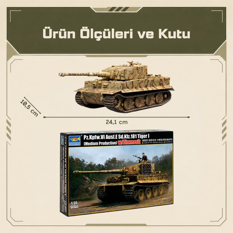 Trumpeter 09539 Pz.Kpfw.VI Ausf.E Sd.Kfz.181 Tiger I (Medium Production) w/ Zimmerit Maket Model Kit