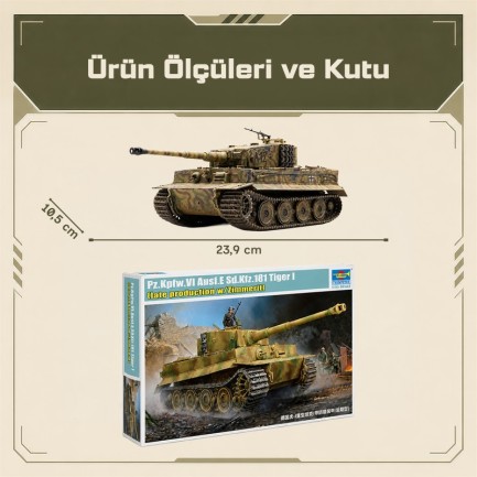 Trumpeter 09540 Pz.Kpfw.VI Ausf.E Sd.Kfz.181 Tiger I (Late Production) w/Zimmerit Maket Model Kit - Thumbnail