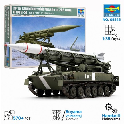 Trumpeter - Trumpeter 09545 2P16 Launcher with Missile of 2k6 Luna (FROG-5) Maket Model Kit