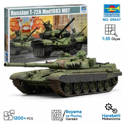 Trumpeter - Trumpeter 09547 Russian T-72A Mod1983 MBT Maket Model Kit