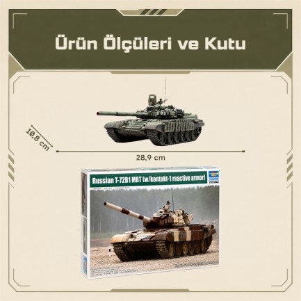 Trumpeter 09555 Russian T-72B1 MBT (w/kontakt-1 reactive armor) Maket Model Kit - Thumbnail