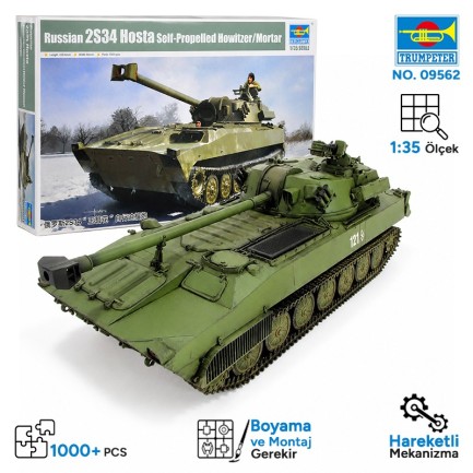 Trumpeter - Trumpeter 09562 Russian 2S34 Hosta Self-Propelled Howitzer/Mortar Maket Model Kit
