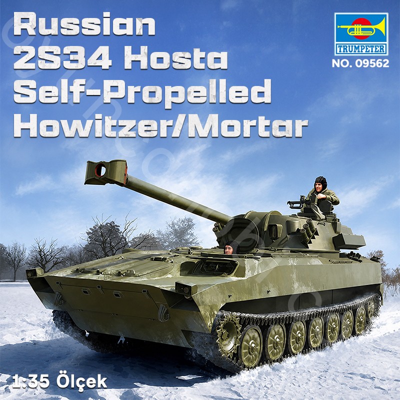 Trumpeter 09562 Russian 2S34 Hosta Self-Propelled Howitzer/Mortar Maket Model Kit