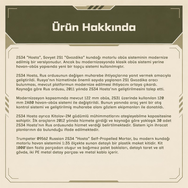 Trumpeter 09562 Russian 2S34 Hosta Self-Propelled Howitzer/Mortar Maket Model Kit