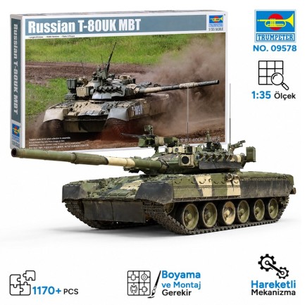 Trumpeter - Trumpeter 09578 Russian T-80UK MBT Maket Model Kit