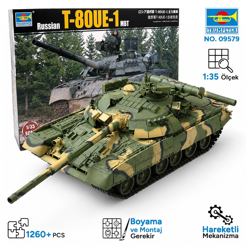 Trumpeter 09579 Russian T-80UE-1 MBT Maket Model Kit