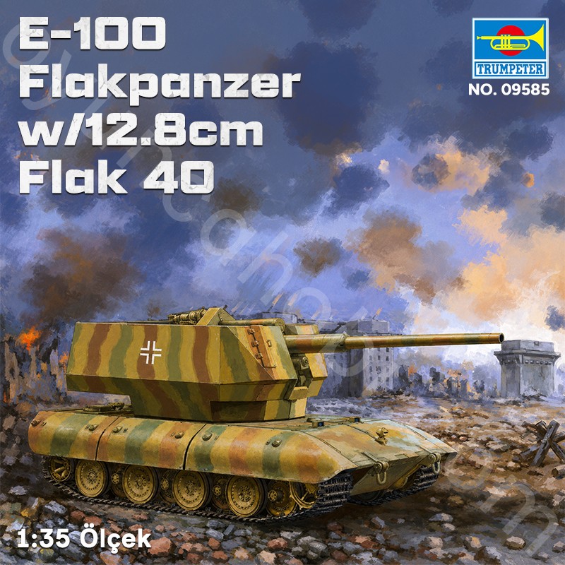 Trumpeter 09585 E-100 Flakpanzer w/12.8cm Flak 40 Maket Model Kit