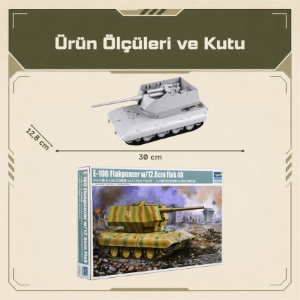 Trumpeter 09585 E-100 Flakpanzer w/12.8cm Flak 40 Maket Model Kit - Thumbnail