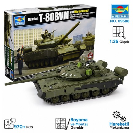 Trumpeter - Trumpeter 09588 Russian T-80BVM MBT(Marine Corps) Maket Model Kit