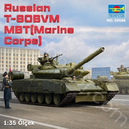 Trumpeter 09588 Russian T-80BVM MBT(Marine Corps) Maket Model Kit - Thumbnail