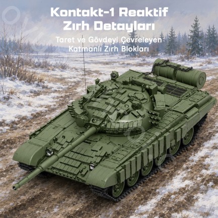 Trumpeter 09602 Soviet T-72 Ural with Kontakt-1 Reactive Armor Maket Model Kit - Thumbnail