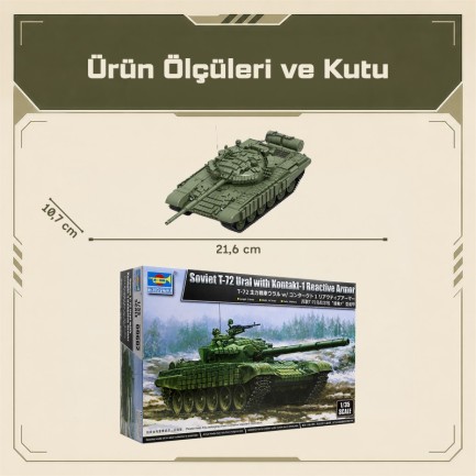 Trumpeter 09602 Soviet T-72 Ural with Kontakt-1 Reactive Armor Maket Model Kit - Thumbnail