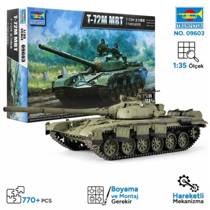 Trumpeter - Trumpeter 09603 T-72M MBT Maket Model Kit