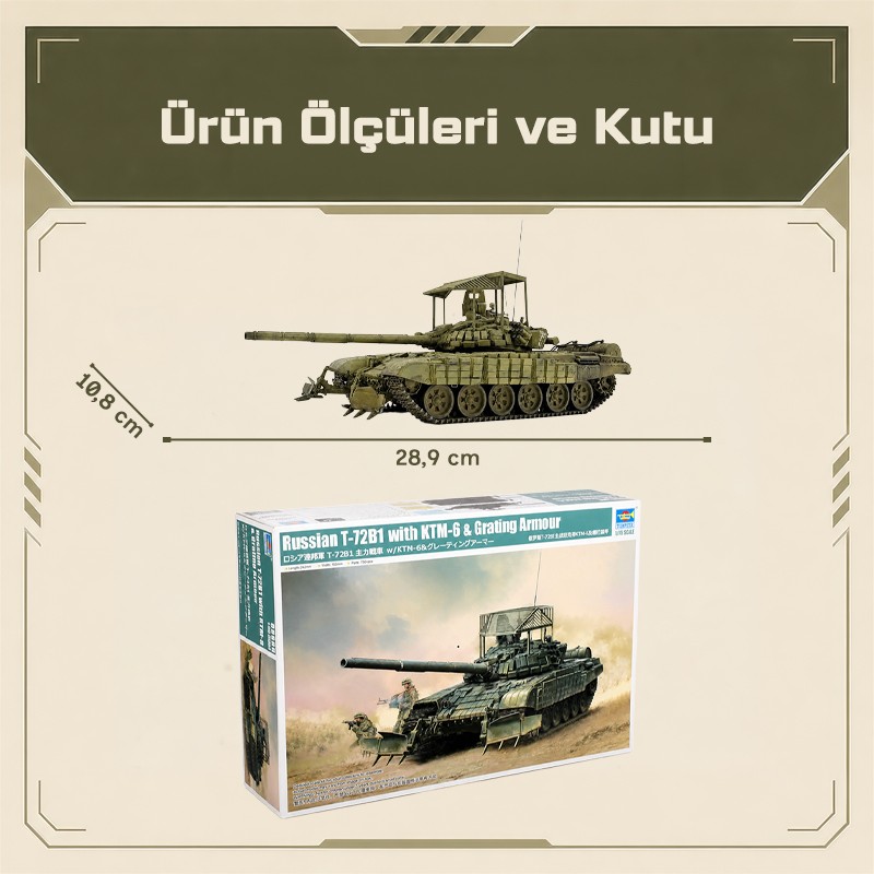 Trumpeter 09609 Russian T-72B1 with KTM-6 |*| Grating Armour Maket Model Kit