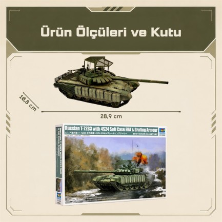Trumpeter 09610 Russian T-72B3 with 4S24 Soft Case ERA |*| Grating Armour Maket Model Kit - Thumbnail