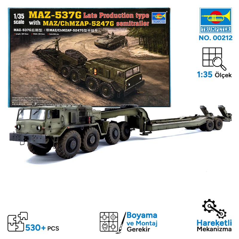 Trumpeter MAZ-537G Late Production type with MAZ/ChMZAP-5247G semitraiier Maket Model Kit