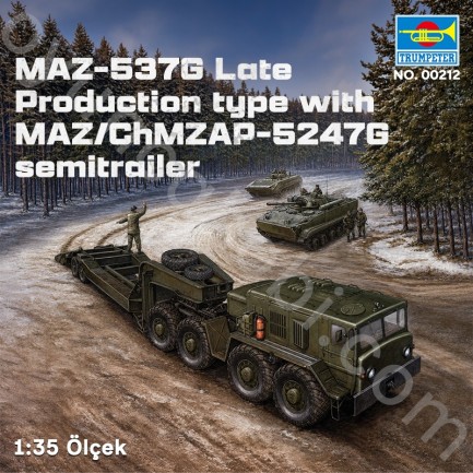 Trumpeter MAZ-537G Late Production type with MAZ/ChMZAP-5247G semitraiier Maket Model Kit - Thumbnail
