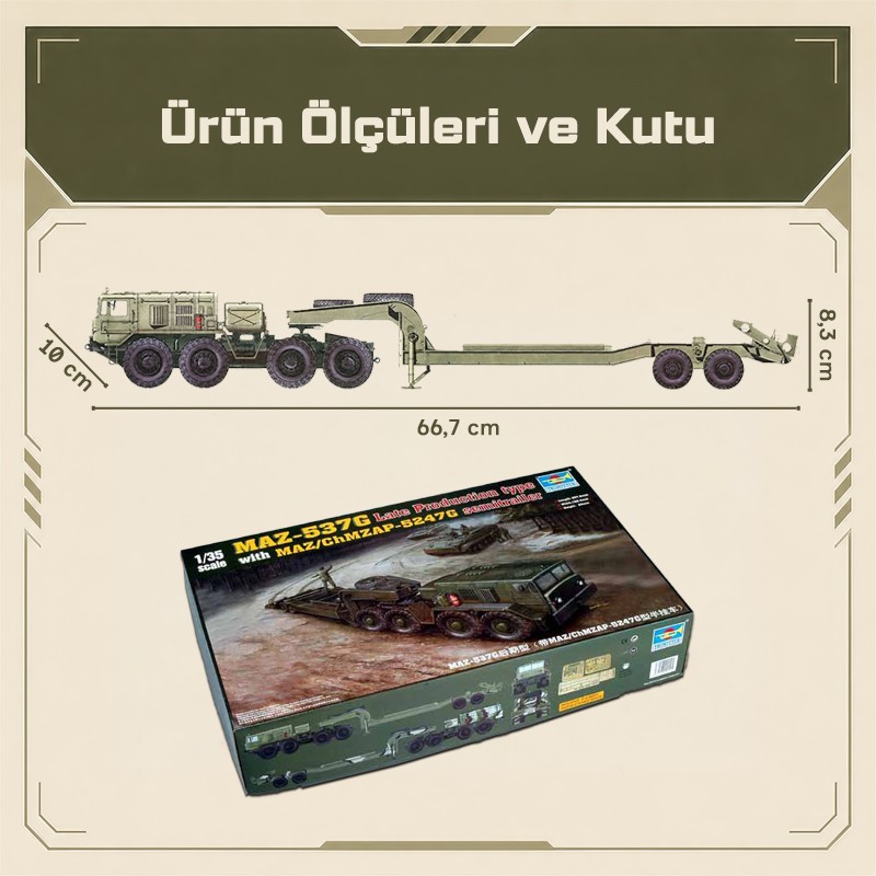 Trumpeter MAZ-537G Late Production type with MAZ/ChMZAP-5247G semitraiier Maket Model Kit