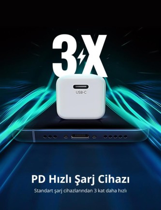 Ugreen 20W USB-C Mini PD Hızlı Şarj Cihazı Beyaz - Thumbnail