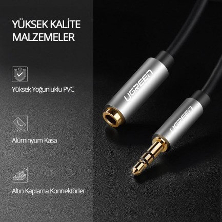 Ugreen 3.5mm Jack Ses Aux Uzatma Kablosu 1.5 Metre - Thumbnail