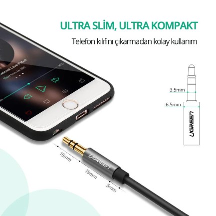 Ugreen 3.5mm Jack Ses Aux Uzatma Kablosu 1.5 Metre - Thumbnail