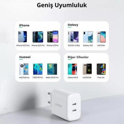 Ugreen 40W Çift Çıkışlı USB Type-C PD Şarj Cihazı - Thumbnail