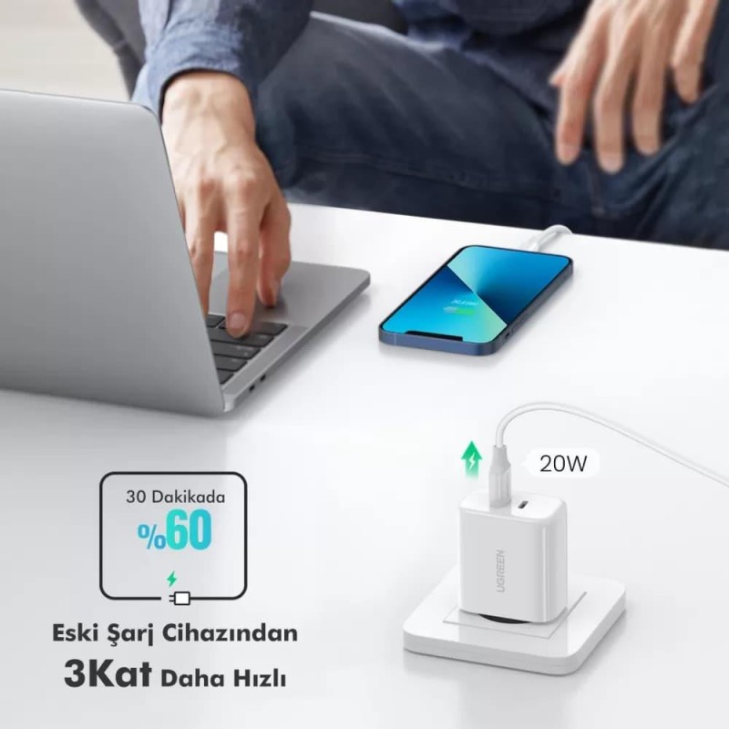 Ugreen 40W Çift Çıkışlı USB Type-C PD Şarj Cihazı