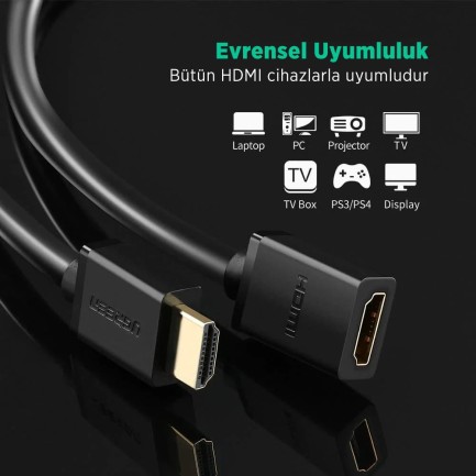 Ugreen 4K HDMI Dişi Erkek Uzatma Kablosu 1 Metre - Thumbnail