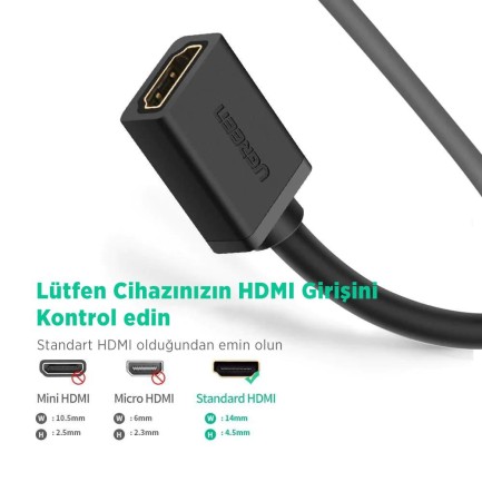 Ugreen 4K HDMI Dişi Erkek Uzatma Kablosu 1 Metre - Thumbnail