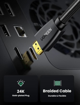 Ugreen 4K HDMI Örgülü Görüntü Ve Ses Aktarma Kablosu 5 Metre - Thumbnail