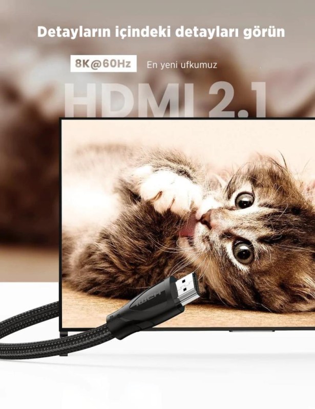 Ugreen 8K Ultra HD HDMI 2.1 Görüntü Aktarma Kablosu 1 Metre
