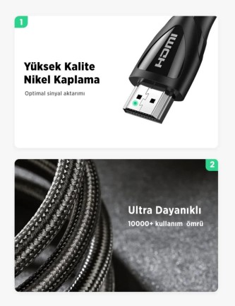 Ugreen 8K Ultra HD HDMI 2.1 Görüntü Aktarma Kablosu 1 Metre - Thumbnail