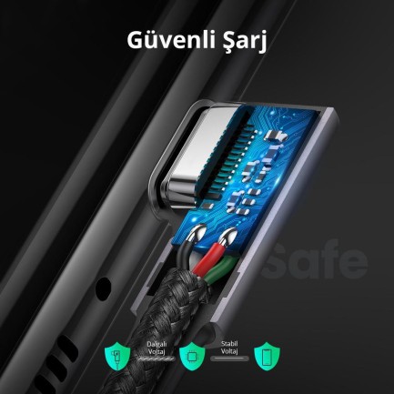 Ugreen 90 Derece Type-C to Type-C 60W Data ve Şarj Kablosu - Thumbnail