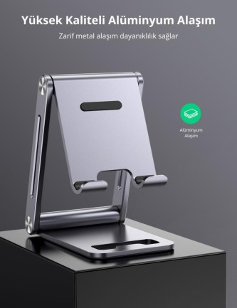 Ugreen Alüminyum Masaüstü Telefon Tablet Tutucu Stand Gri - Thumbnail