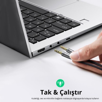 Ugreen Alüminyum Örgülü 3.5mm Kulaklık ve Mikrofon Ayırıcı Kablo - Thumbnail