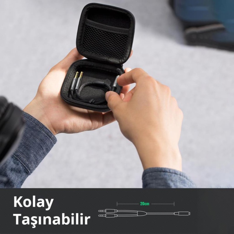 Ugreen Alüminyum Örgülü 3.5mm Kulaklık ve Mikrofon Ayırıcı Kablo