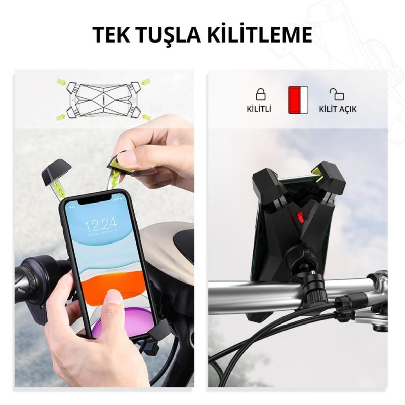 Ugreen Bisiklet Motosiklet 360° Dönebilen Telefon Tutucu