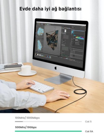 Ugreen Cat6A Slim 10Gbps Ethernet Kablosu 5 Metre - Thumbnail