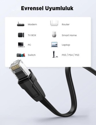 Ugreen CAT8 40Gbps U/FTP Flat RJ45 Ethernet Ağ Kablosu 1 Metre - Thumbnail