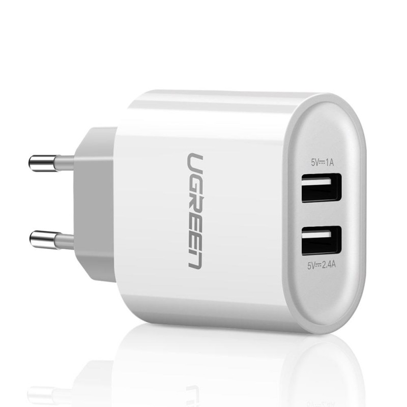 Ugreen Çift USB Çıkışlı Akıllı Şarj Cihazı Beyaz