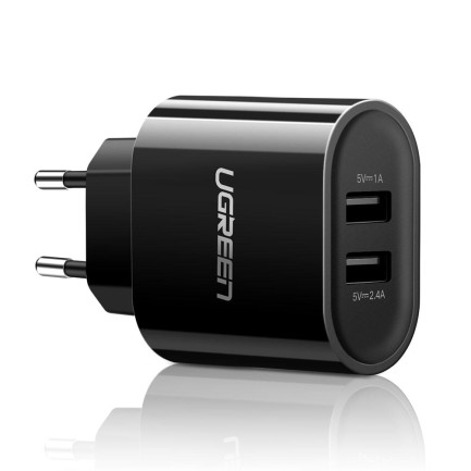 Ugreen - Ugreen Çift USB Çıkışlı Akıllı Şarj Cihazı Siyah