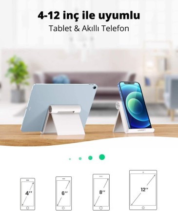 Ugreen Çok Açılı Masaüstü Tablet Standı Beyaz - Thumbnail