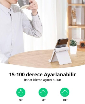 Ugreen Çok Açılı Masaüstü Tablet Standı Beyaz - Thumbnail