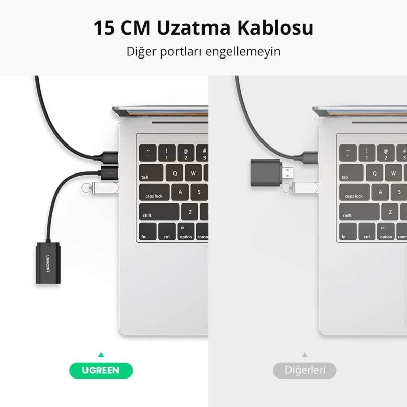 Ugreen Harici 3.5mm USB Ses Kartı Siyah