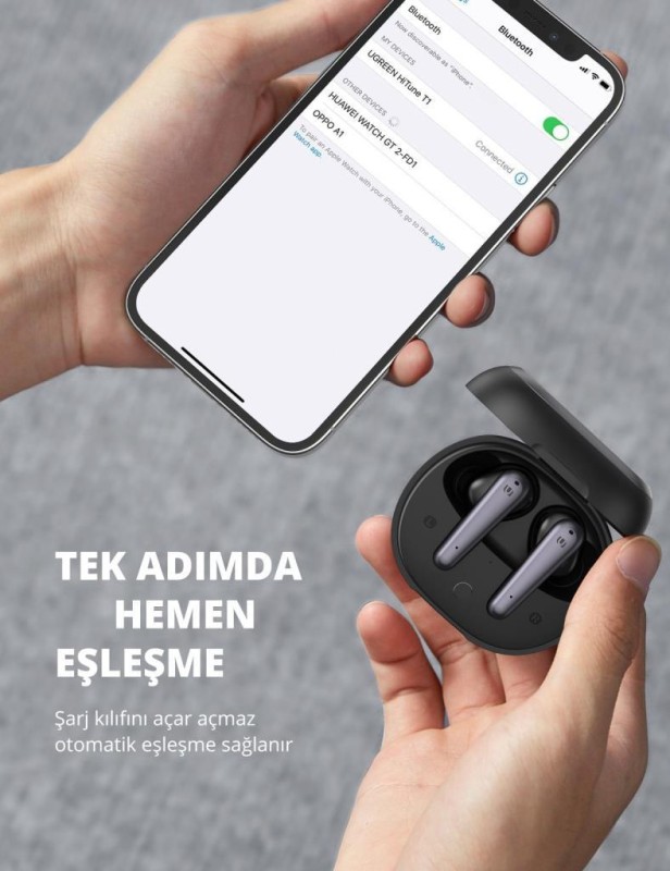 Ugreen HiTune T1 Bluetooth 5.0 TWS Kablosuz Kulakiçi Kulaklık Siyah