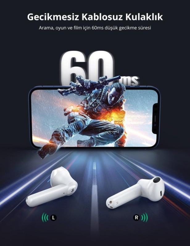 Ugreen HiTune T2 Bluetooth 5.0 Kablosuz TWS Kulaklık Beyaz